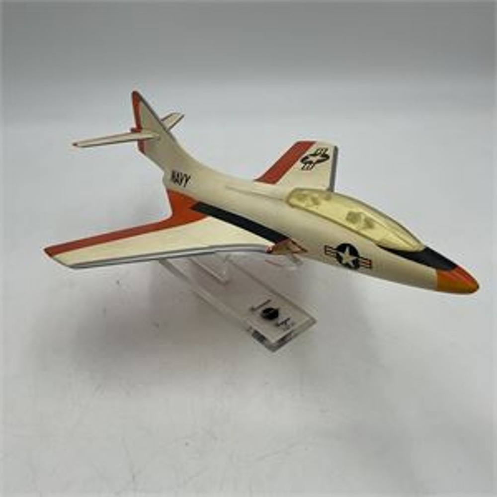 1950s Desktop Model Grumman F9F-8T Cougar US Navy Training Plane w/Stand